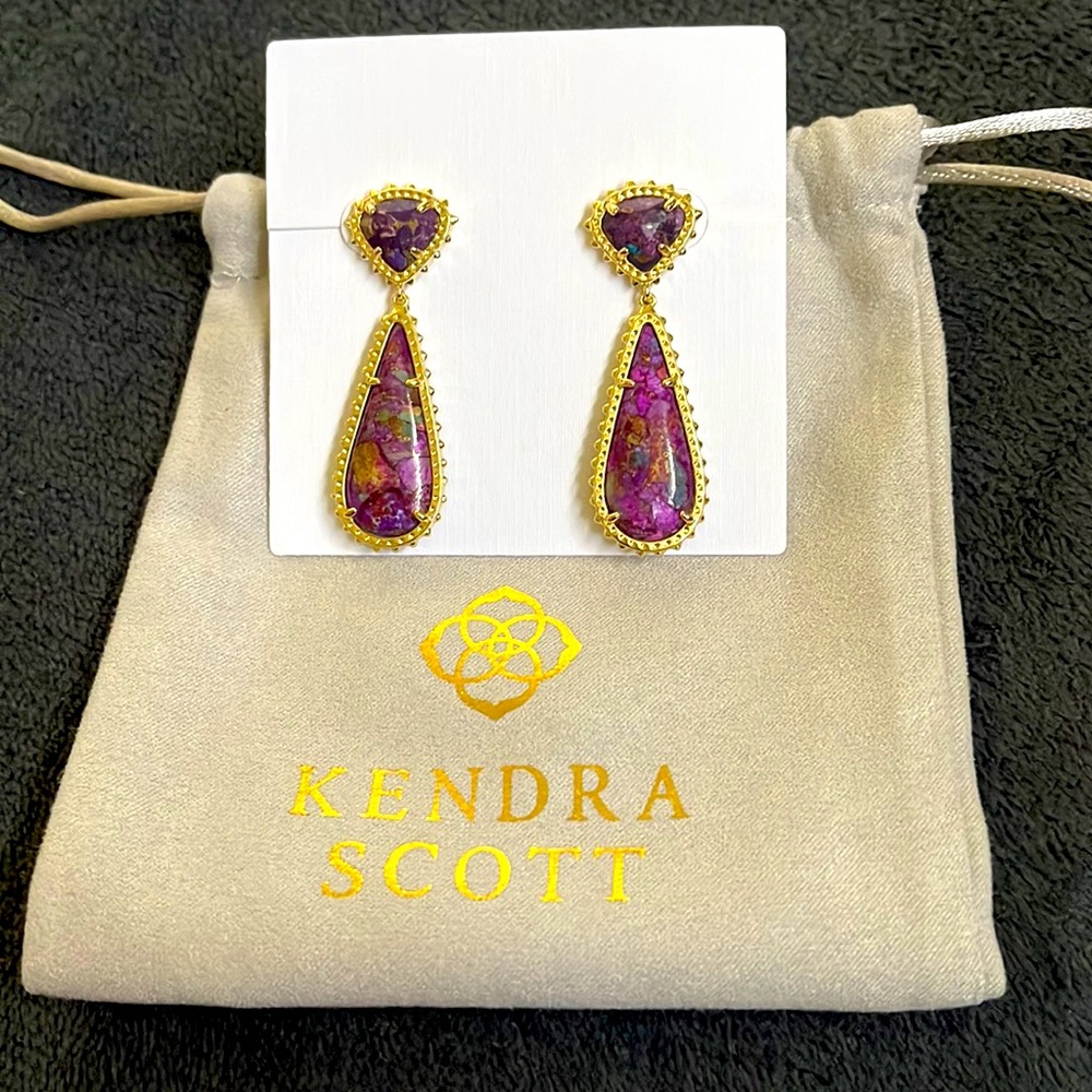 NWOT Kendra Scott 24k plated Gold & jasper Stone Earrings